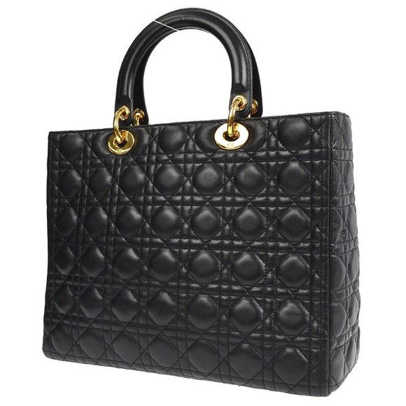 Pre-Loved Large Lady Dior in Black Cannage Lambskin - Dior - Picture 2 of 9